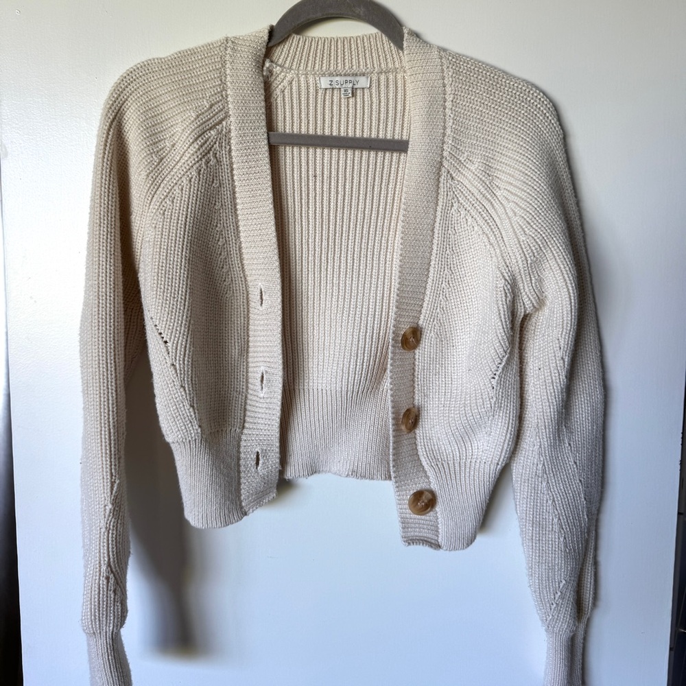 Z Supply Cream Cardigan Sweater with Cozy Knit